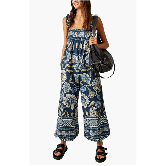FREE PEOPLE NWT Bali Albright Jumpsuit in Navy Combo // M - Picture 16 of 16